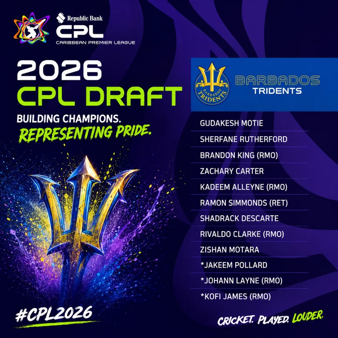 gameyaaad's tweet photo. CPL draft 2026 by each franchise 
#CPLDraft | #CPL26 | #Gameyaaad |#WindiesCricket https://t.co/gfTtZuMz89