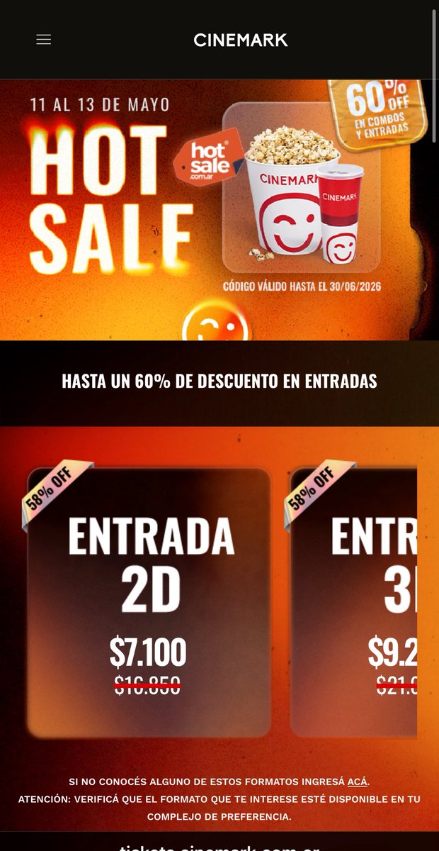 ahorraconana's tweet photo. 🍿🎬ENTRADAS A CINEMARK por $3.550‼️🚨
Si tienen la app buepp, (la descargan gratis) LES DAN UNA TARJETA VIRTUAL (como débito) a veces tarda en aparecer la tarjeta!!
La cargan en LA APP MODO, le pasan $$$ 
Y pagan LOS SÁBADOS en la web de cinemark con MODO!
Les hace el 50% de todo (entradas, pochoclos) pero ahora están con descuento por el HOTSALE! Y lo bueno es que te dan un Código para canjear hasta 30/6 por la peli que quieras! No tenes q elegirla ahora!!!
Recuerden mañana, por la web de cinemark! Buepp + modo!
Tope de devolución $10.000
https://t.co/VIyV6Ec4Zq