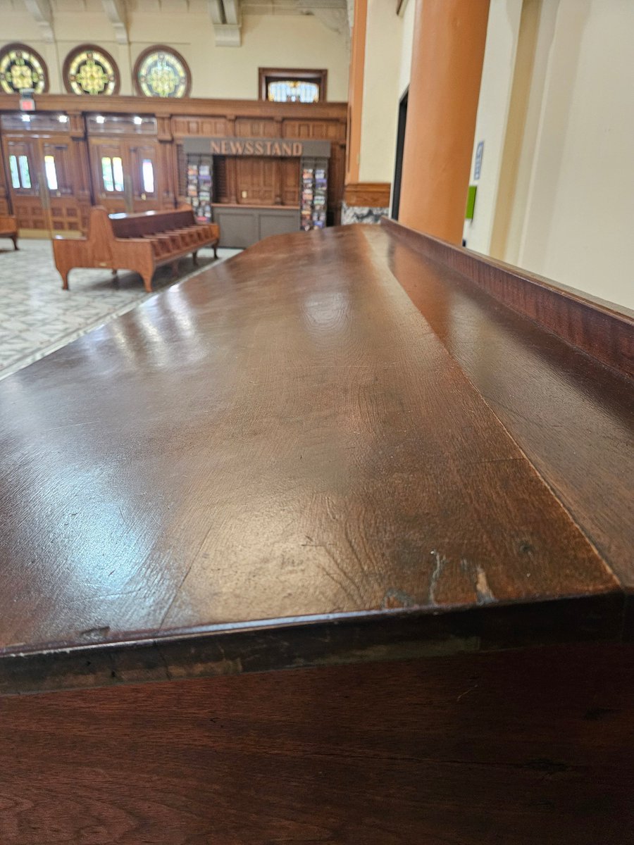 ridetarc's tweet photo. FOR SALE: Historic L&N Railroad Station Ticket Counter 🚂

Own a piece of Louisville railroad history. This antique counter is believed to be an original ticket counter from the historic L&N Railroad Station. A rare architectural and transportation collectible with incredible character and presence.

📏 Dimensions:
• 48" Tall
• 142" ± Long
• 26.5" Deep

Perfect for:
• Restaurants & bars
• Retail spaces
• Historic renovations
• Offices or studios
• Railroad collectors & history enthusiasts

Features beautiful vintage craftsmanship and would make an unforgettable statement piece in any space.

To bid visit: https://t.co/WvZEVi1ClT