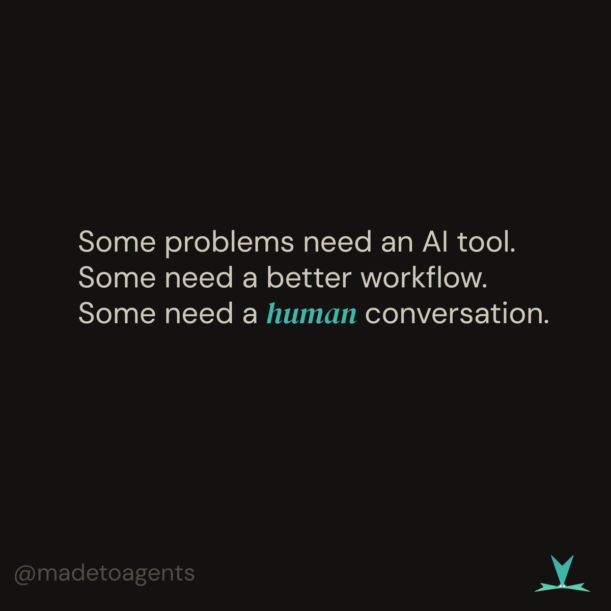 madetoagents's tweet photo. Advise is our first AI agent. It helps bridge the gap between the problem you’re dealing with and the tools, workflows, or conversations that might actually help.

You can chat with Advise for free at https://t.co/b5InGzGWUZ

Let us know how your experience is! https://t.co/lSvoUez76C
