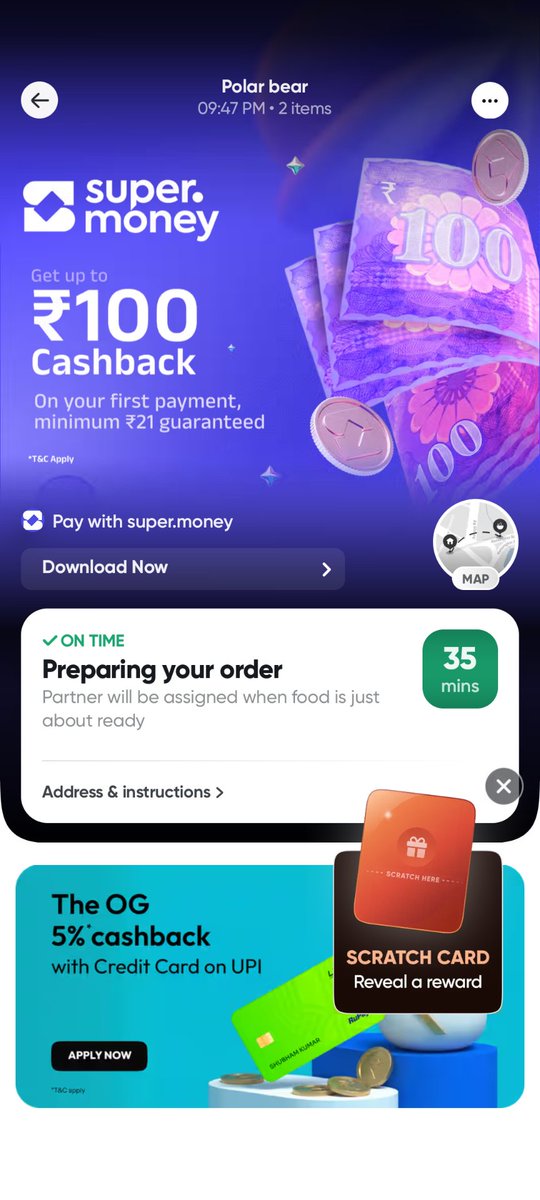 BargeNikhil's tweet photo. @Swiggy bro!! I have ordered ice cream from POLAR BEAR,  what's "food is about be ready" seedha seedha likho na "Finding a delivery partner to pick the order"
@harshamjty 
#swiggy
#FoodOrder https://t.co/IEzVr3KXRK