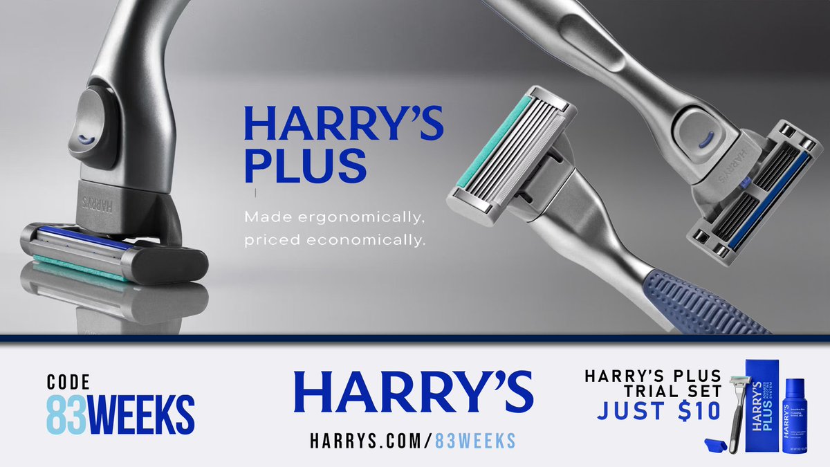 83Weeks's tweet photo. Paying too much for razors is one of those dumb things people just accept.

Stop that.

Get the Harry’s Plus Trial Set for only $10 at https://t.co/BexM4VI3gn
 #Harryspod https://t.co/ecddtU5ZOu