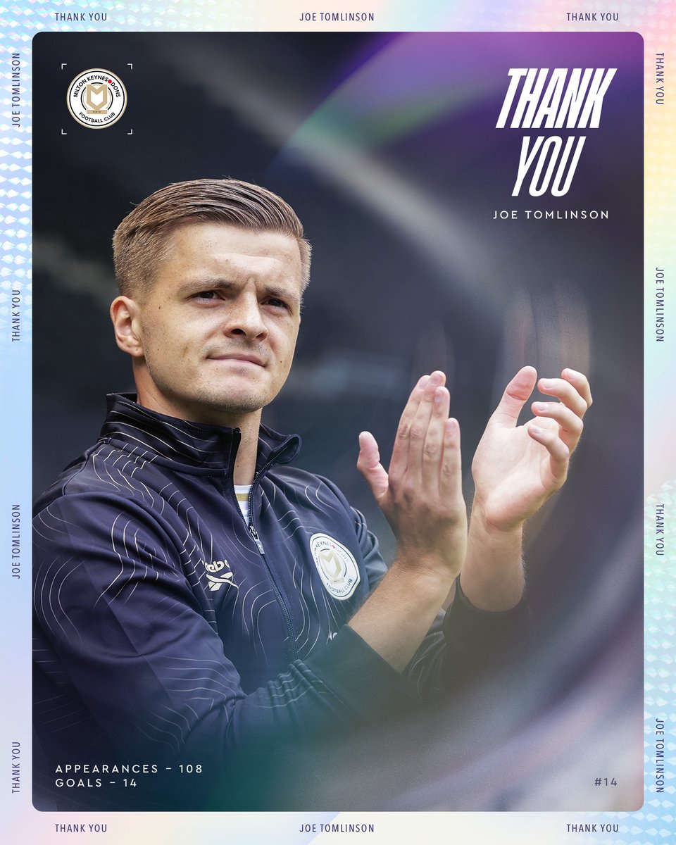 MKDonsFC's tweet photo. #MKDons would like to extend a massive thank you to all First Team players departing the club 🤍

Every individual has contributed to the Dons securing promotion, whether on or off the pitch 🙌

All of us at Stadium MK wish all players the very best for their futures 🤝

All the information is at https://t.co/NkyB7ivN9J 📝

(1/3)

#COYD
