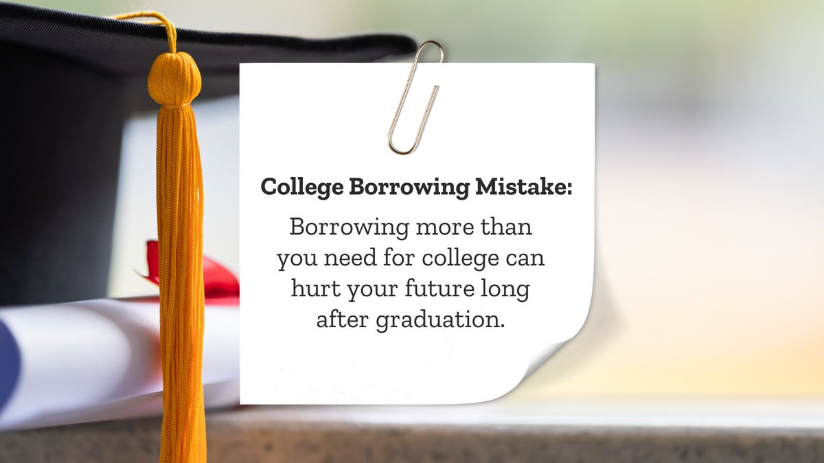 BrazosHigherEd's tweet photo. Paying for college? Borrowing more than you need is a common mistake that can cost you in the long run. 😬💸

Discover other mistakes students and families make when paying for college: https://t.co/MULgHO8c0E

#payingforcollege #studentloans https://t.co/5JO4TilUzW