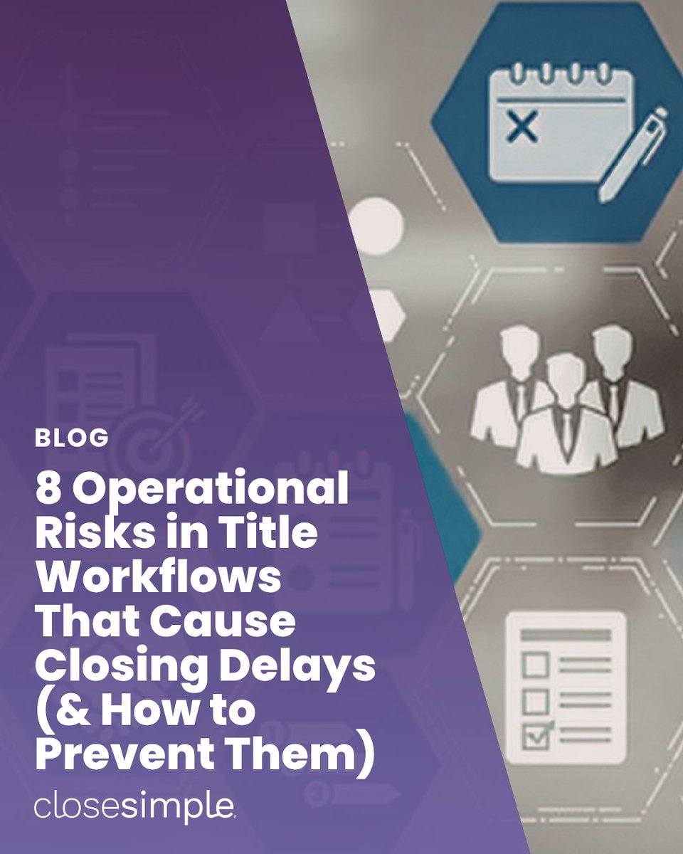 CloseSimple's tweet photo. 8 Invisible Operational Risks Hiding in Every Title Workflow - Title workflows contain hidden risks that fraudsters exploit. Learn 8 operational vulnerabilities that weaken security, slow closings, &amp; create liability exposure.
https://t.co/O8U9dfS807 https://t.co/5IpcD7S1U3