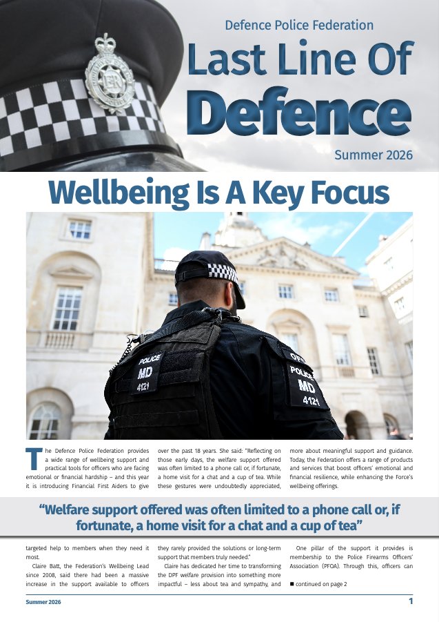 DefencePolFed's tweet photo. We’re pleased to share the latest edition of our newsletter, which includes an update on the wellbeing support available through the Defence Police Federation. More here https://t.co/jL6e8WZUgI https://t.co/LbvogOMu8w