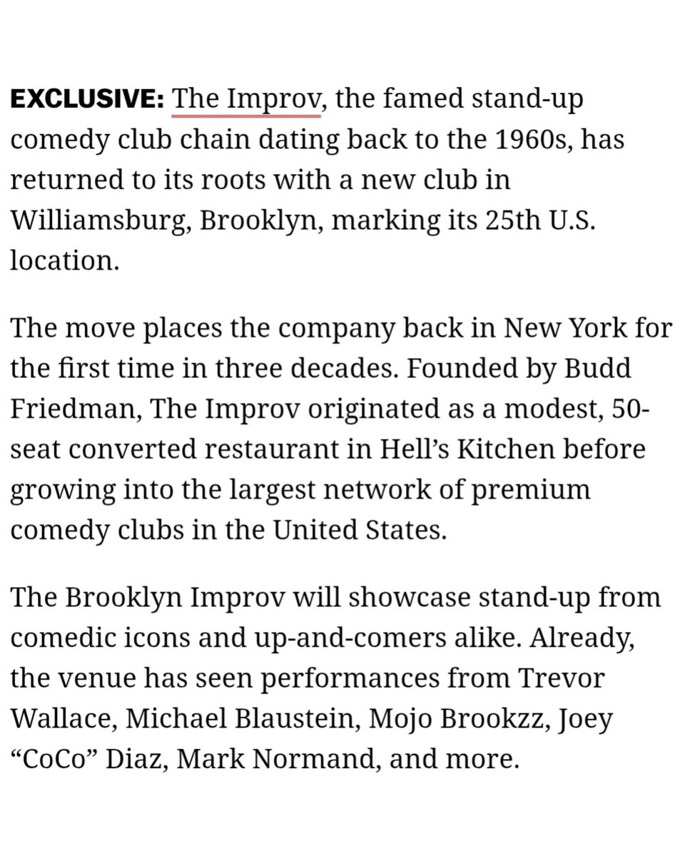 brooklynimprov's tweet photo. The brick wall is back in NYC! We return after 30 years to bring you the best comics and comedy experience nightly! We can't wait to have you for An Evening At The Improv! Via @DEADLINE #brooklynimprov #comedy #brooklyn https://t.co/GS2AwGbTTL
