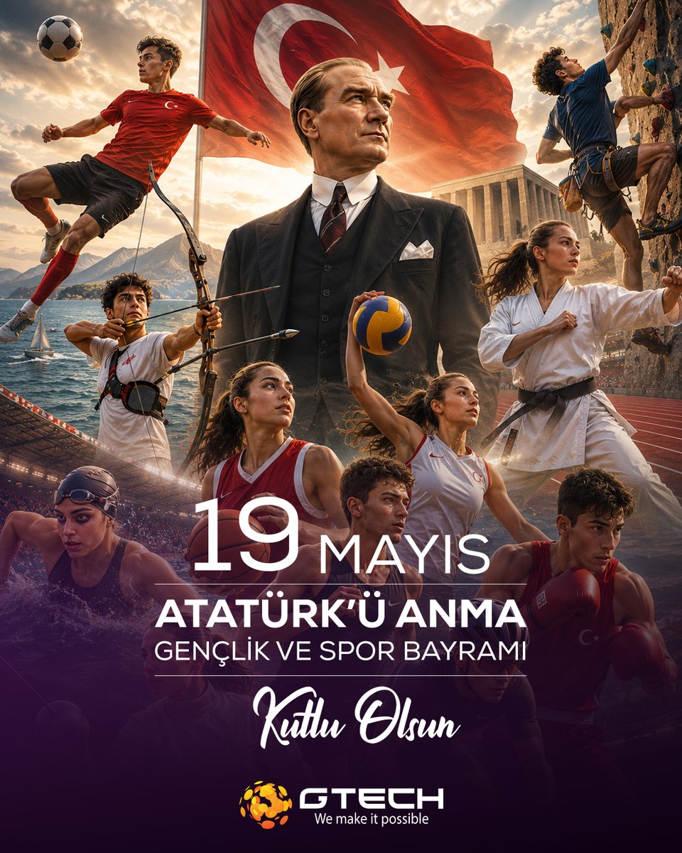 GTechTR's tweet photo. Cumhuriyetimizin kurucusu Gazi Mustafa Kemal Atatürk’ü saygı ve minnetle anıyor; tüm gençlerimizin ve milletimizin 19 Mayıs Atatürk’ü Anma, Gençlik ve Spor Bayramı’nı kutluyoruz! 🇹🇷 https://t.co/ooyuxiaoLH