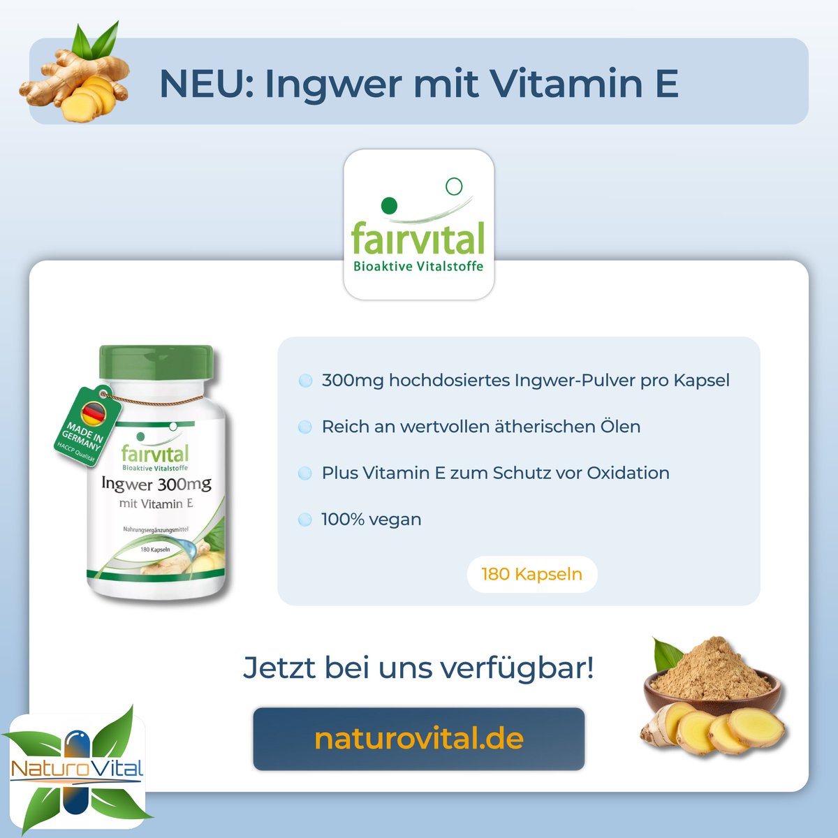 naturo_vital's tweet photo. Die Kraft der Knolle – jetzt in konzentrierter Form! 🌱💪

🔗 https://t.co/o0rySfljWc

#ingwer #vitamins #vitamine #nahrungsergänzungsmittel #supplements #gesundheit #wohlbefinden #vegan #immunsystem #nahrungsergänzung #pflanzenkraft #natürlichgesund #fairvital https://t.co/WGQ13DI4Rr