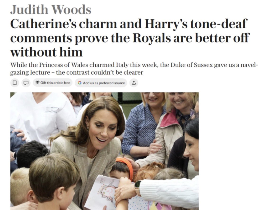 sage1411's tweet photo. Some of us have been saying this for a while. The royals don’t need the harkles. The harkles are a liability. https://t.co/8Gks57kIej
