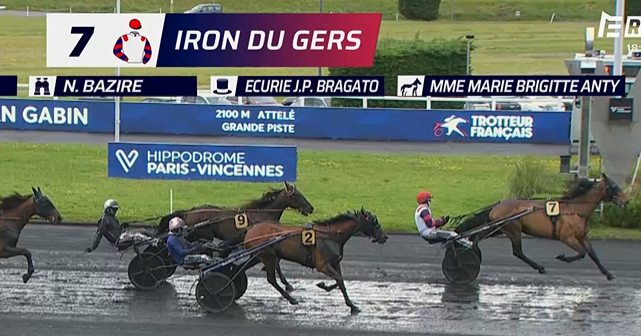 ripeolamo's tweet photo. Alatasanteella keulat ottanut kakkossuosikki Iron du Gers/Jean-Michel Bazire piti suosikki Rikita JP:n (BE)/Matthieu Abrivard takanaan 6-11-vuotiaiden Prix Jean Gabinissa (68 000€) ajalla 10,9a/2100 metriä. Novato (NL)/@gabigelormini kolmas. https://t.co/feAtM9xQ2b