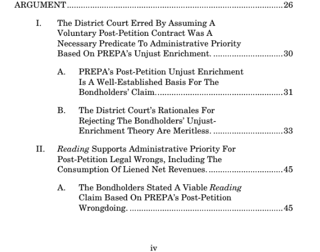 cate_long's tweet photo. Yesterday was the deadline for Prepa bondholders to file their appeal briefs on the administrative expense claim #muniland. In this litigation bondholders contend that Prepa has generated net revenues, which  Prepa's financial documents show, & bhs are entitled to debt service payments.

In the case  below the T3 court allowed discovery to proceed & then abuptly issued an order asserting that the bankruptcy code doesnt allow bhs to even try to claim an administrative expense. 

Essentially the T3 court believes that the debtor (Prepa) can endlessly consume bondholder collateral (net revenues) over a decade and bondholders have no remedy. The T3 court's opinion defies common sense because it means secured creditors have zero recourse even if a the trust agreement provides them remedies. 

The Assured/National brief is a legal tour de force likely authored by @gibsondunn partner Miguel Estrada who has argued at SCOTUS dozens of times. https://t.co/peN8cLg4h8