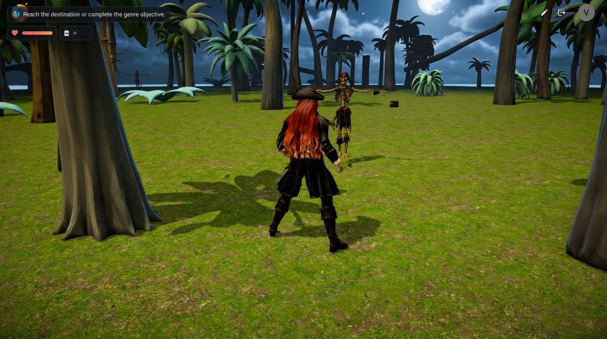 psvolha's tweet photo. Idk what you are up to on Fridays, but I just turned myself into a pirate and am exploring a haunted island in a game I created in Orio 🎮 

1 prompt. ~10 mins. Good fun. https://t.co/Ol1lKcpAo7