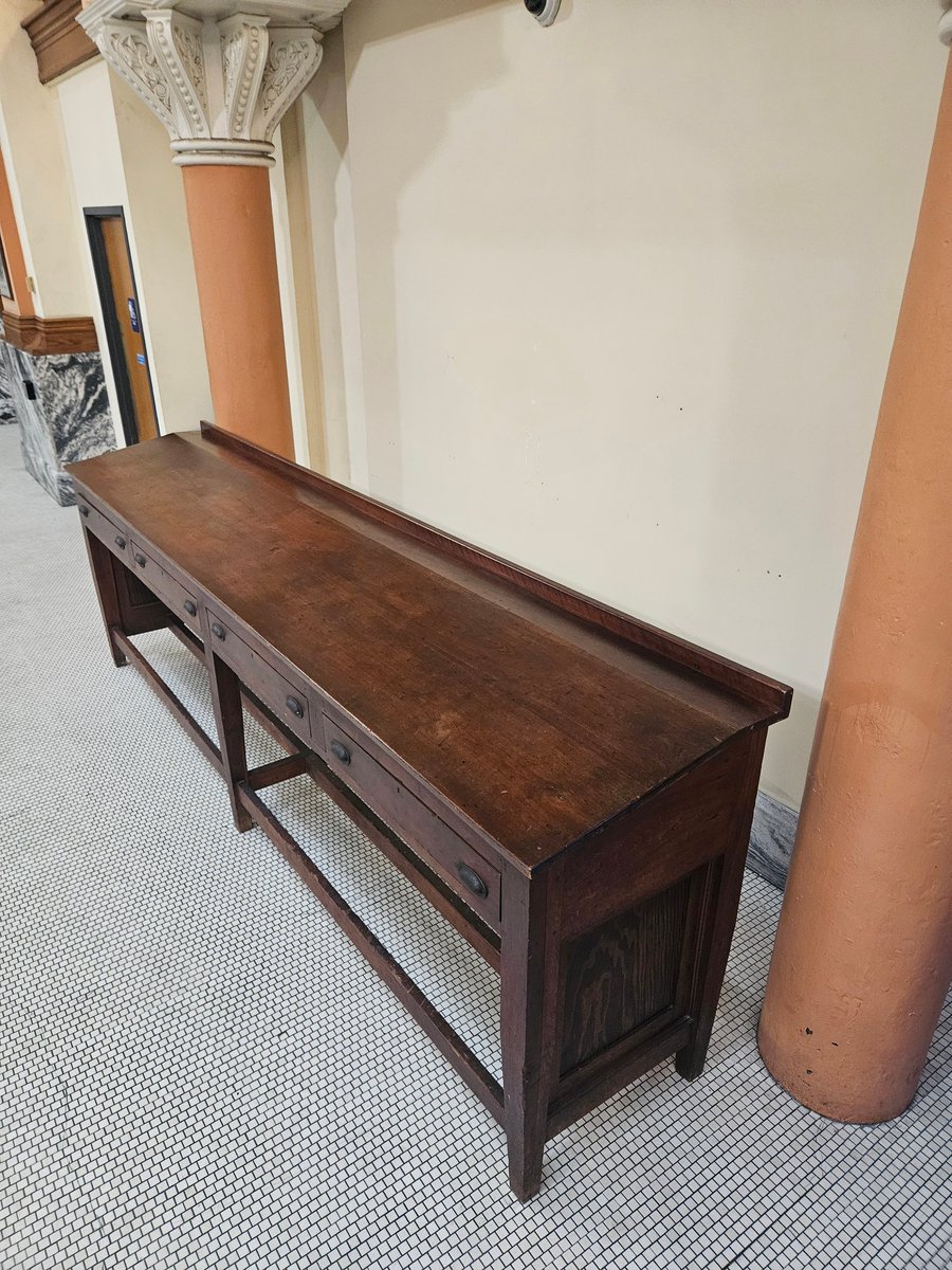 ridetarc's tweet photo. FOR SALE: Historic L&N Railroad Station Ticket Counter 🚂

Own a piece of Louisville railroad history. This antique counter is believed to be an original ticket counter from the historic L&N Railroad Station. A rare architectural and transportation collectible with incredible character and presence.

📏 Dimensions:
• 48" Tall
• 142" ± Long
• 26.5" Deep

Perfect for:
• Restaurants & bars
• Retail spaces
• Historic renovations
• Offices or studios
• Railroad collectors & history enthusiasts

Features beautiful vintage craftsmanship and would make an unforgettable statement piece in any space.

To bid visit: https://t.co/WvZEVi1ClT