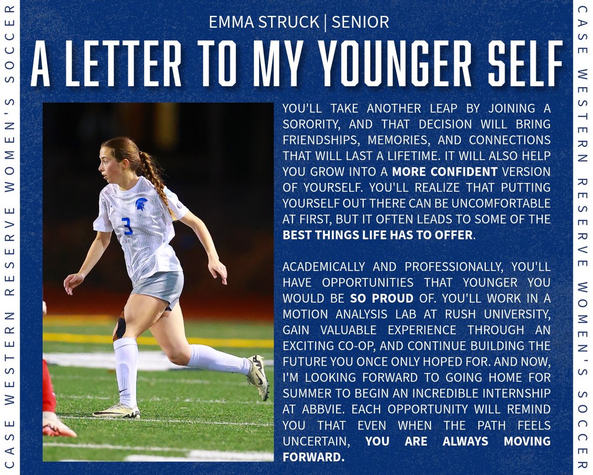 CWRUWSoc's tweet photo. This series will highlight all of our graduating players as we head into graduation weekend. Special thanks to Sophomore, Ellie Palaian for spearheading this. https://t.co/0kH7bAbnsv