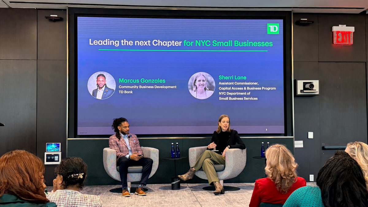 accompanycap's tweet photo. Accompany Capital's Tshering Gurung and Michelle Alvarado were at the @TD Conference Center for a terrific event celebrating #SmallBusinessMonth. Thanks to Steven Garibell &amp; the TD team for an incredible event and to @sherrilane, Asst Commissioner of @NYC_SBS for a great talk! https://t.co/qxr86BHm0h