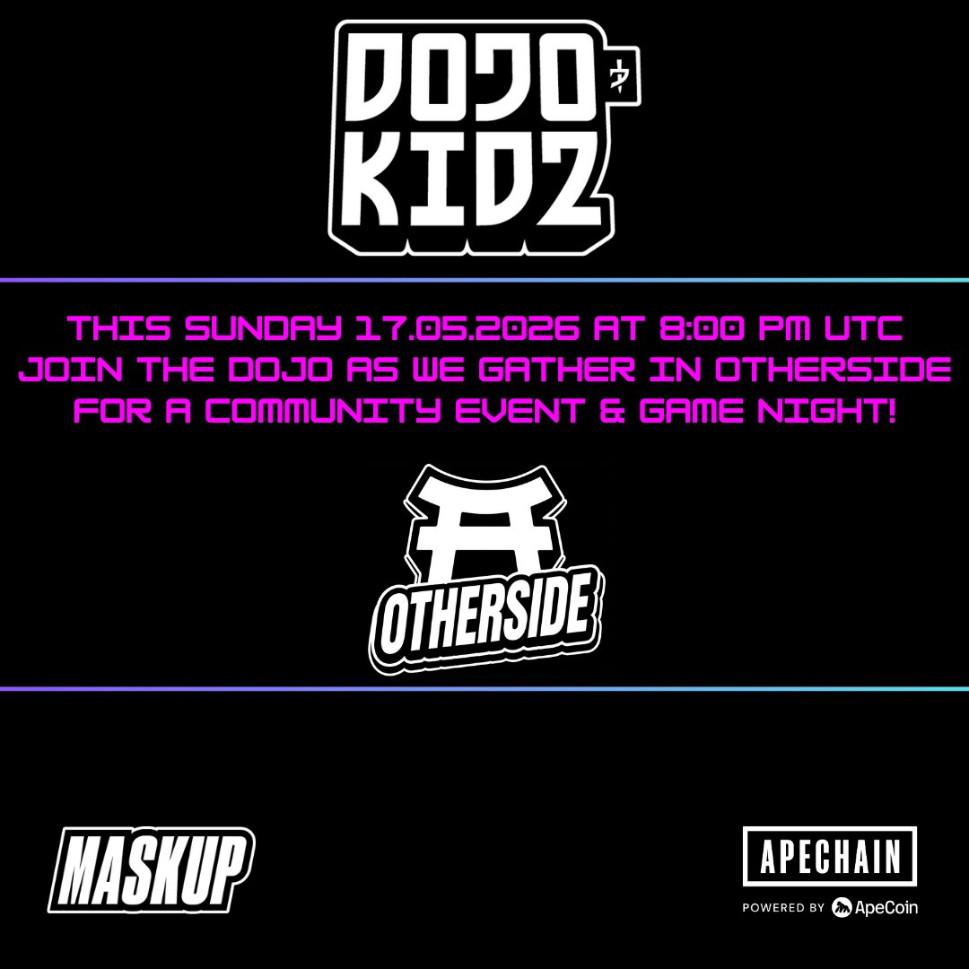 Dojo_Kidz's tweet photo. ⚔️👾MASK UP👾⚔️ 

This Sunday, May 17th join The Dojo for a Community Event in @OthersideMeta &amp; have some fun with us in true Ninja form!  

RSVP in the link below 👇
https://t.co/iyixaYwH0h https://t.co/ETnid7jSxO