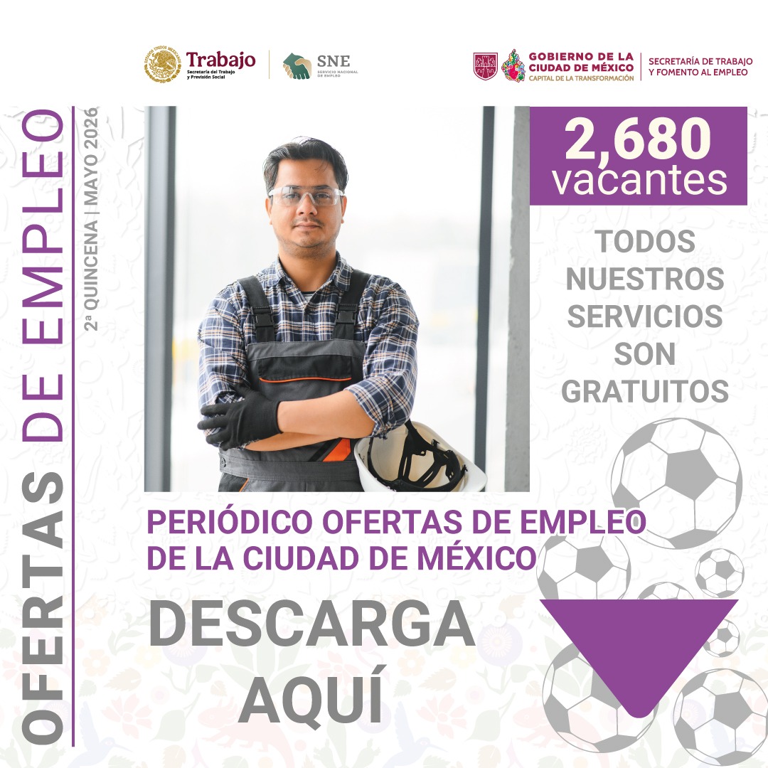 TrabajoCDMX's tweet photo. 💼 Porque el trabajo digno transforma vidas, te acompañamos en tu búsqueda.
✨ Revisa las 2,680 oportunidades laborales en la Ciudad de México que están en el Periódico Ofertas de Empleo de la 2ª quincena de mayo, encuentra la opción que mejor se adapte a tus habilidades y competencias.  

👷‍♀️👨‍💼 Vacantes en distintos sectores.  

📲 Descárgalo: https://t.co/VM9kv11pLO

#CapitalDeLaTransformación 
#UtopíaLaboral
@ClaraBrugadaM @Ines_GONI @GobCDMX @empleogob_mx