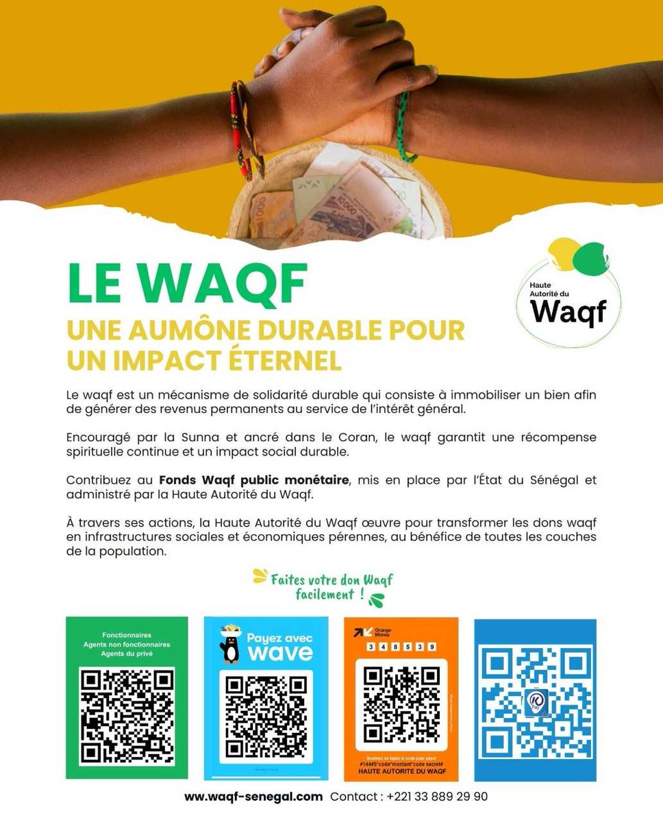 Haw_sn's tweet photo. 📌Un #Waqf (sadaqa jariya) ne dort jamais. Pendant que vous vivez votre quotidien, votre Waqf travaille — pour des familles, pour des communautés, pour l'éternité. 🌱 Contribuez au 𝐅𝐨𝐧𝐝𝐬 𝐖𝐚𝐪𝐟 𝐩𝐮𝐛𝐥𝐢𝐜 𝐦𝐨𝐧𝐞́𝐭𝐚𝐢𝐫𝐞. 👉 https://t.co/fVeG43HIkK https://t.co/LgQR0K26sO