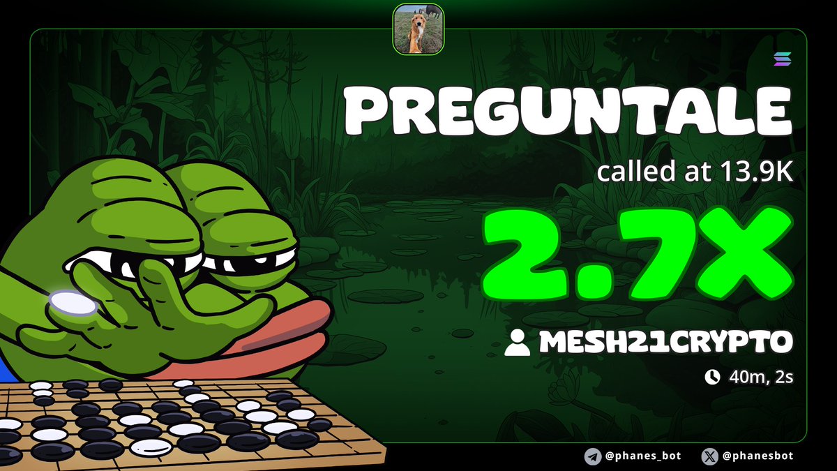 HimataWeb3's tweet photo. VIP prints again! $PREGUNTALE
smashed OVER 2.7x
Next call = even bigger 💎

Tap in 👉 [https://t.co/fBSH7wVODd] to gain access to https://t.co/maTmQymPEW