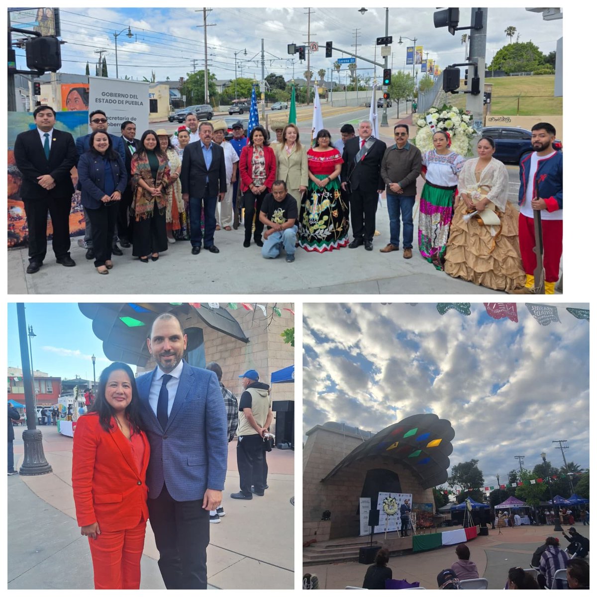 carlos_glezgtez's tweet photo. En conmemoración de la #BatallaDePuebla, los cónsules Aída Velasco y Luis Ángel Castañeda participaron en una Guardia de Honor y Ofrenda Floral en "5 de Mayo Square", así como en el festival cultural en la Plaza del Mariachi, con la Concejal Ysabel Jurado y Mi Casa es Puebla. https://t.co/atBYRglJfZ