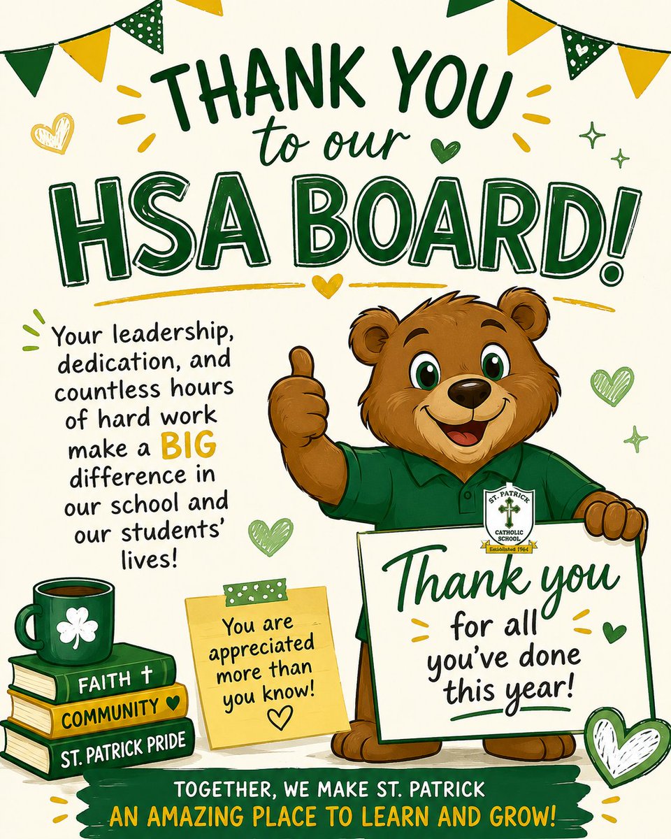 StPatrickJax's tweet photo. Special thank you to our amazing HSA Board for all their hard work this year. Our events, such as our recent color run, just wouldn't have been successful without all their hard work! https://t.co/dFnqbfgidC