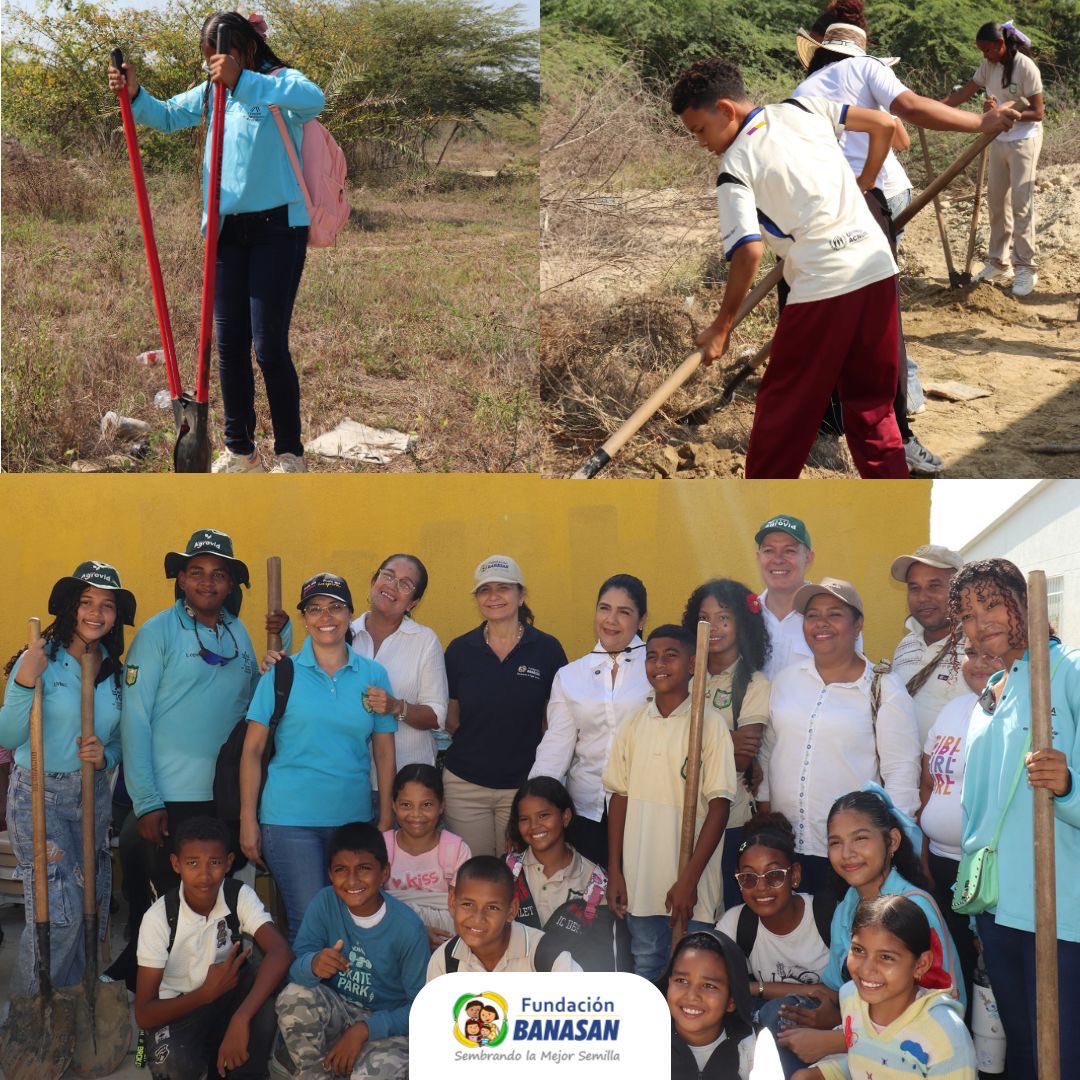 FundaBanasan's tweet photo. 🌱💙 Junto a la Alcaldía Zona Bananera, Fundación Grupo Agrovid, Asoriofrío y aliados, sembramos 150 árboles en el Colegio de Candelaria, fortaleciendo el compromiso con el medio ambiente y un futuro más sostenible para las nuevas generaciones. https://t.co/qHMMpzHdmq