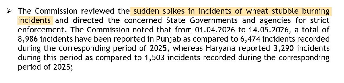 CBhattacharji's tweet photo. “Sudden spike” in #StubbleBurning incidents last month — in #Punjab, these rose by almost 39% vs last year 
And by over 100% in #Haryana 
2/3 https://t.co/nRCIrmc4Ag