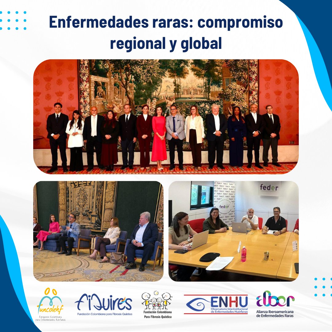 FAMILIAFQ's tweet photo. Desde #FIQUIRES y #FUNCOLEHF celebramos la jornada de ALIBER en el XVII Encuentro de Ministros de Salud de la SEGIB. 
Destacamos la mención de la Reina Letizia al ENHU y seguimos unidos por más acceso y equidad para enfermedades raras 
🤝 @FEDER_ONG 
@InfoALIBER https://t.co/qVJRY2mf11