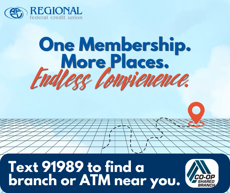 REGIONALFCU's tweet photo. Your credit union goes where you go. With shared branching, you’ve got access to your money in more places thank you might think, unlocking convenience.

FIND A SHARED BRANCHING LOCATION: https://t.co/yK4ruchMjY

#SharedBranchingAwarenessWeek #SharedBranching #CoOp https://t.co/3mOaxoUSm2