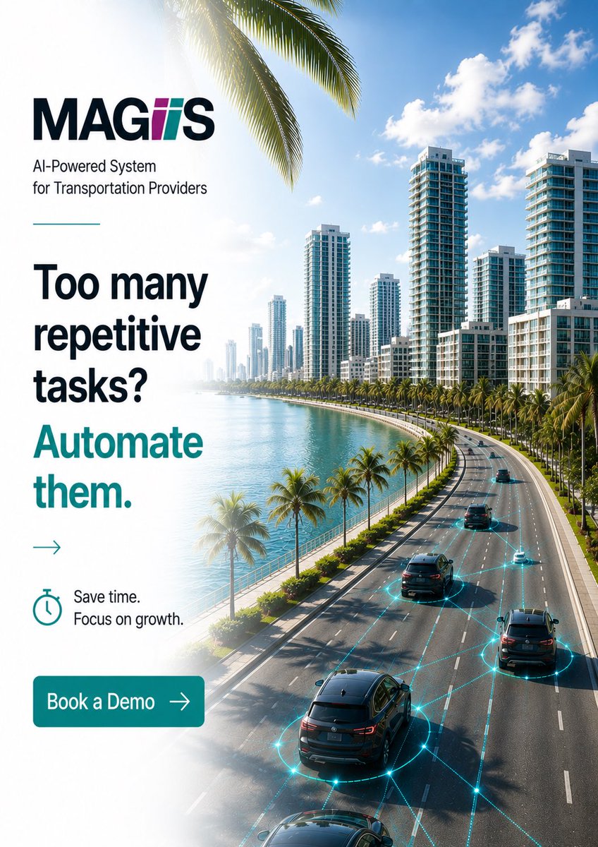 MAGIISTP's tweet photo. Repetitive tasks are stealing time from your business. ⏳

MAGIIS helps transportation providers automate the everyday chaos so you can focus on:

• Clients
• Growth
• Revenue
• Better operations

Book a demo today: https://t.co/OA3sTC6Ziu

#luxurytransportation #ridemanagement #passengerexperience