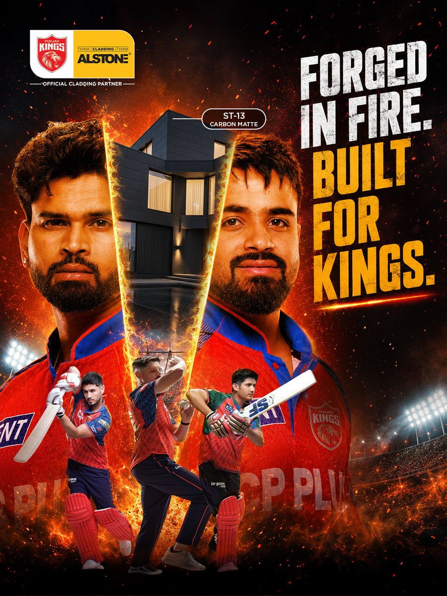 alstonecladding's tweet photo. Forged in fire. Built for champions. 🔥🏏

Just like the fearless spirit of Punjab Kings, Alstone StoneArc stands strong with bold aesthetics, premium finish and unmatched durability.

Because iconic exteriors aren’t made… they’re forged. ✨

#AlstoneStoneArc #PunjabKings https://t.co/0AF56tPBTy