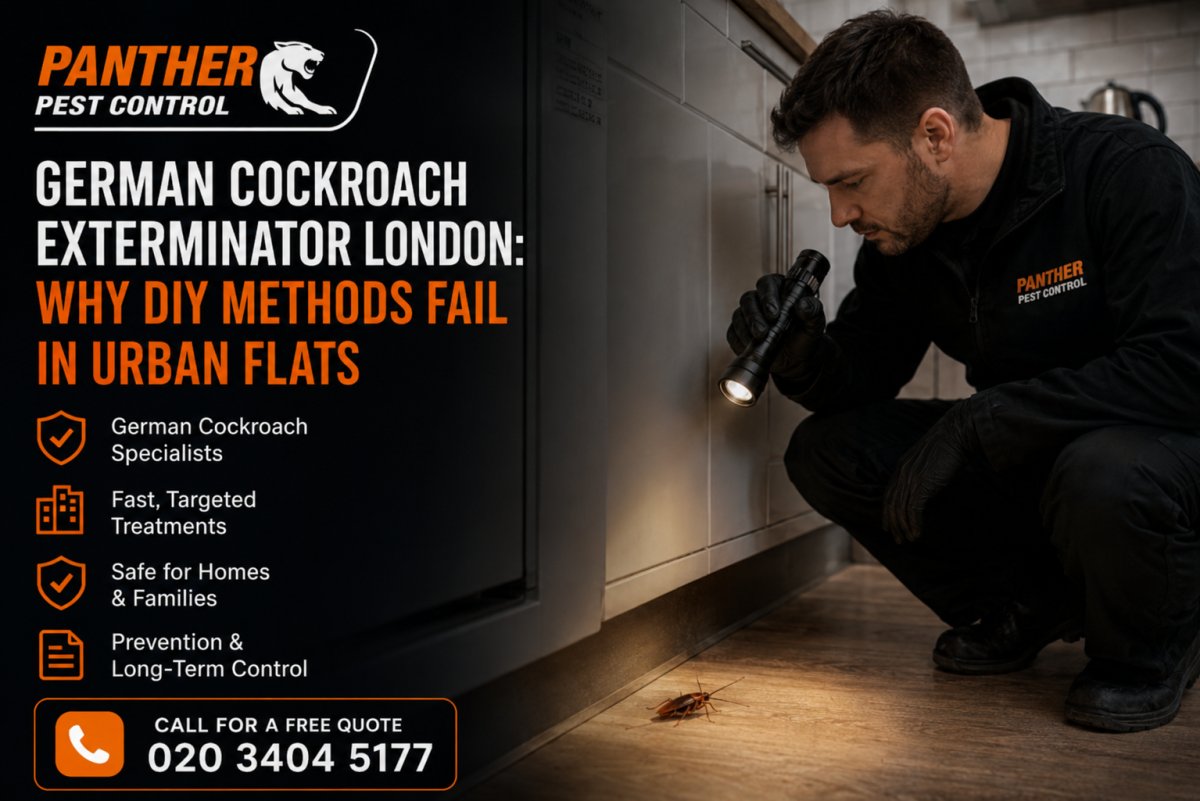 pantherpestcon's tweet photo. German Cockroach Exterminator London: Why DIY Methods Fail in Urban Flats

https://t.co/Zk2BX2ubCG https://t.co/Qf2k8HN2BU