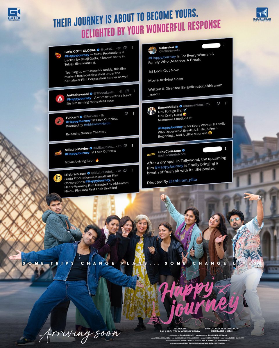 Guttaprods's tweet photo. 🌟ing Annapurnamma, Amani, Anchor Jhansi, @payal_radhu, @roopaasrinivas, Jinisha Alishetty, Sunaina, @theprudhvid, @ItsRaviSivaTeja 

@dopmanikandan @_balajigutta @koushikreddyoo7 @gtharunreddy3 @UrsVamsiShekar @Guttaprods @Kfc_films @chotakprasad  @brahmakadali https://t.co/5CWgREfK3h