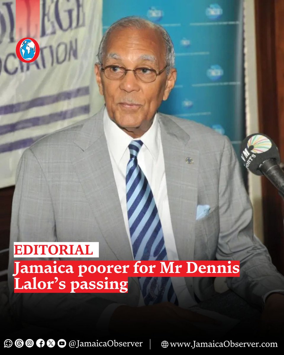 JamaicaObserver's tweet photo. The passing of Mr Dennis Lalor has stripped Jamaica of one of its most consequential private sector builders, a man whose life’s work helped to shape the architecture of modern Jamaican business, while leaving a legacy rooted as much in service as in success.

After 91 years, a remarkable chapter defined by vision, discipline, and a steady commitment to national development that extended far beyond the boardroom has closed.
https://t.co/UutcUq4SKz