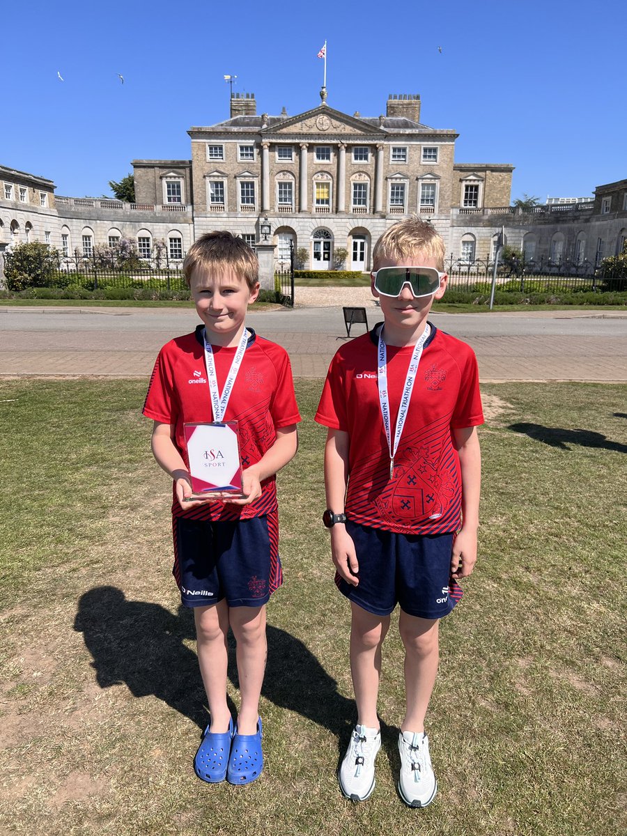 redhousesport's tweet photo. Congratulations to James (Y5) &amp; William (Y7) who competed in the @ISAsportUK National Triathlon Championships Ipswich. 

James 🥇 🏆 TS1 category 

William 🥈 TS2 category 

What an incredible achievement! 

👏👏👏👏👏👏👏 https://t.co/9eEWGb0bvG