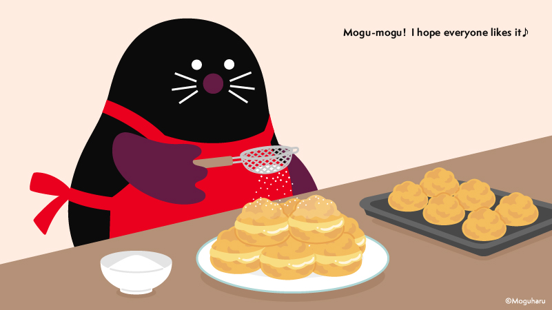 モグモグ〜！みんな喜んでくれたらいいな♪ #シュークリームの日