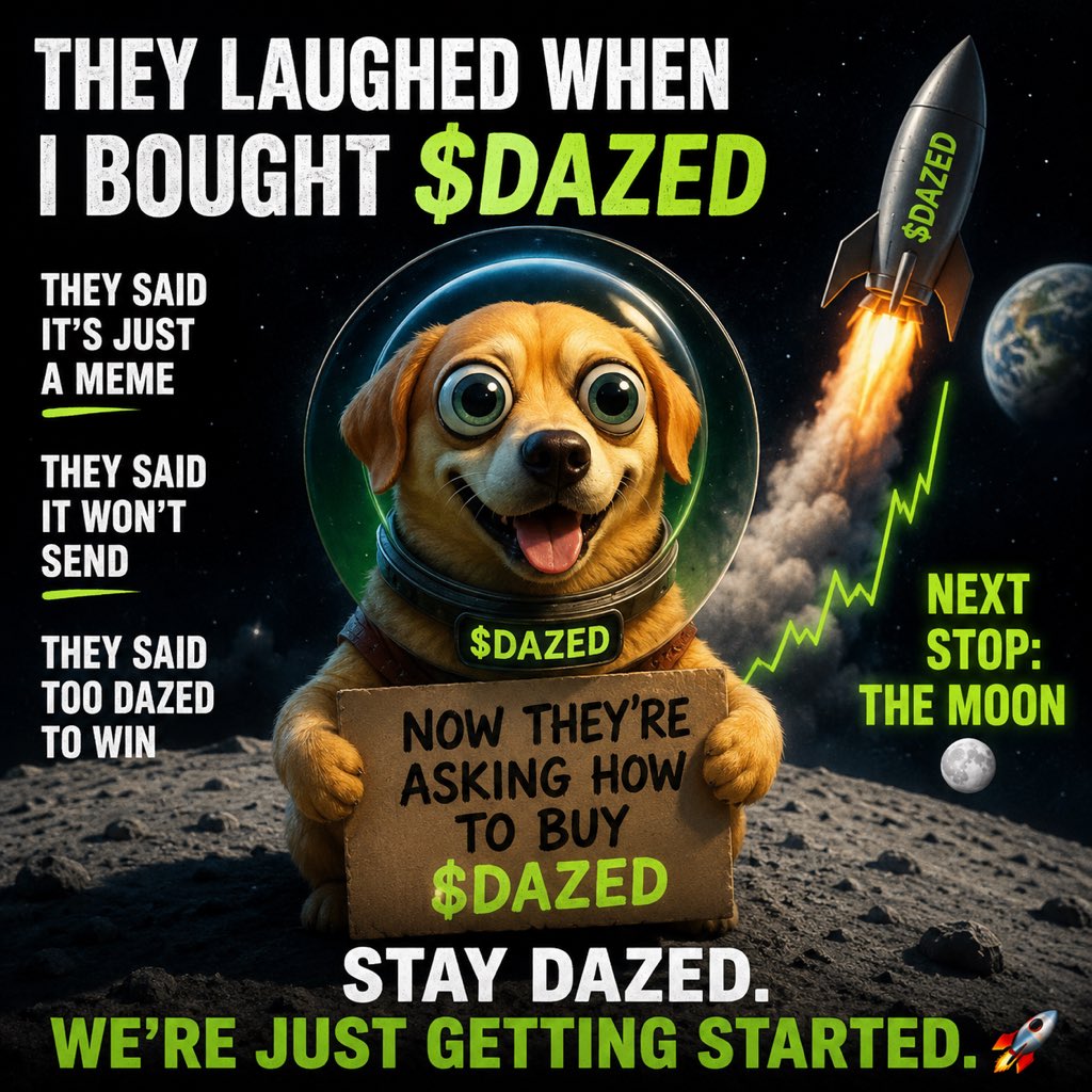 AFiyinfolu65608's tweet photo. The community is growing, the energy is unmatched, and the movement is only getting started. Early believers know whatโs coming ๐
Stack, hold, and stay DAZED ๐
#DAZED #DazedToken #Crypto #Memecoin #Web3 https://t.co/8kmfgSXYbA