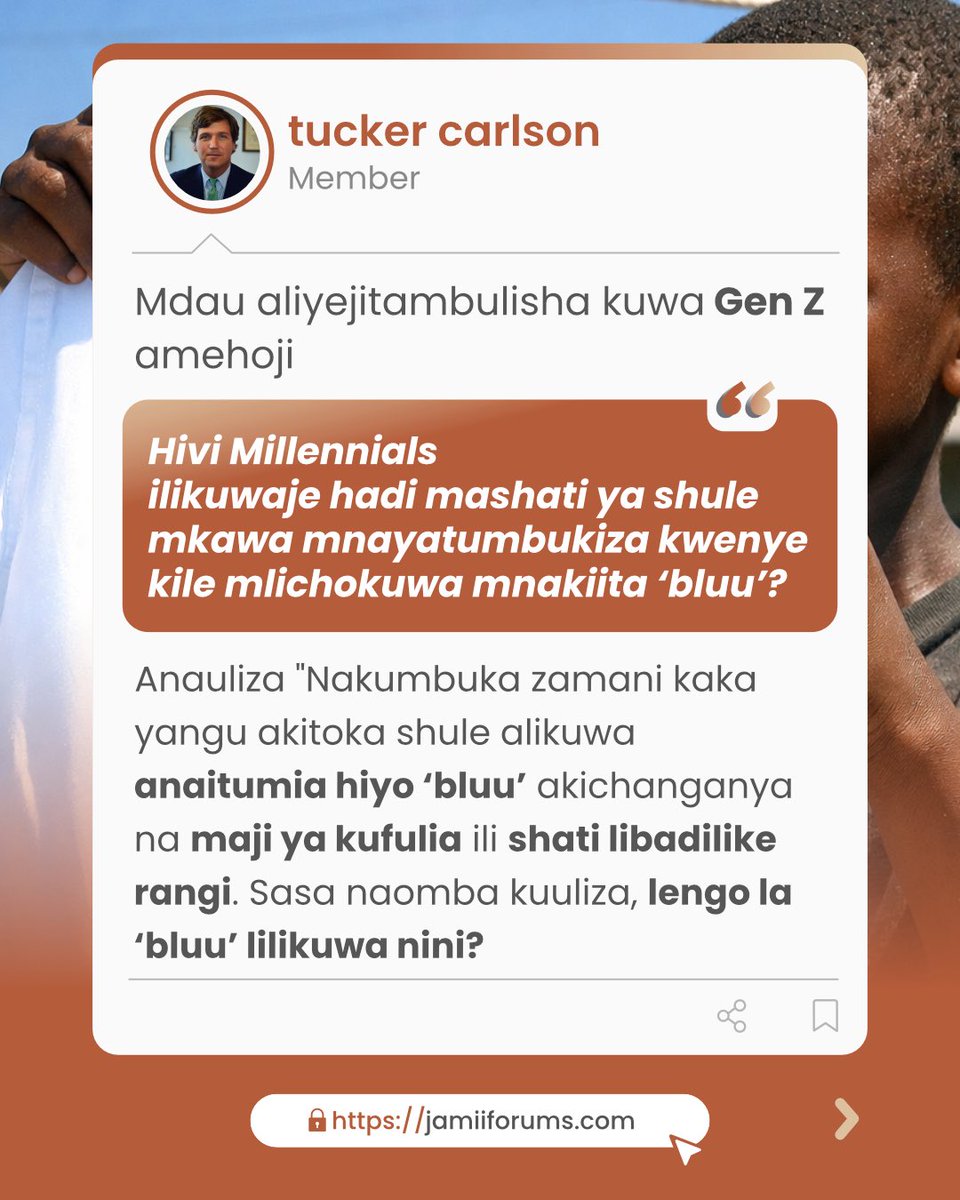 JamiiForums's tweet photo. Mdau, hivi kitendo cha baadhi ya Millennials kutumia ‘Bluu’ kubadilisha rangi ya shati kilikuwa ni ushamba au ujanja? 

Zaidi: https://t.co/nI3oCnGMBd

#JamiiForums #JFChitChat #JFLifestyle https://t.co/2BxbkvHuGR