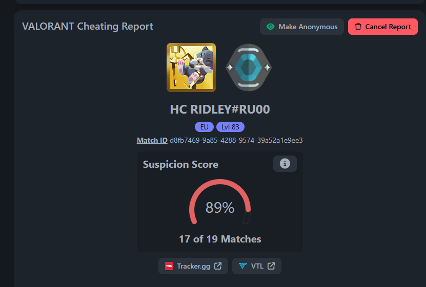 sleepinwhileeat's tweet photo. HC RIDLEY#RU00 How is this guy not banned yet? Cheating and using cheats to boost. Its insane. Couldnt record the vod bcs of update but it was very obvious he was watching the walls like a lot, always knew where etc @ItsGamerDoc  @deteccphilippe @riotgames @RiotSupport @VALORANT https://t.co/BFu1O3BvRs