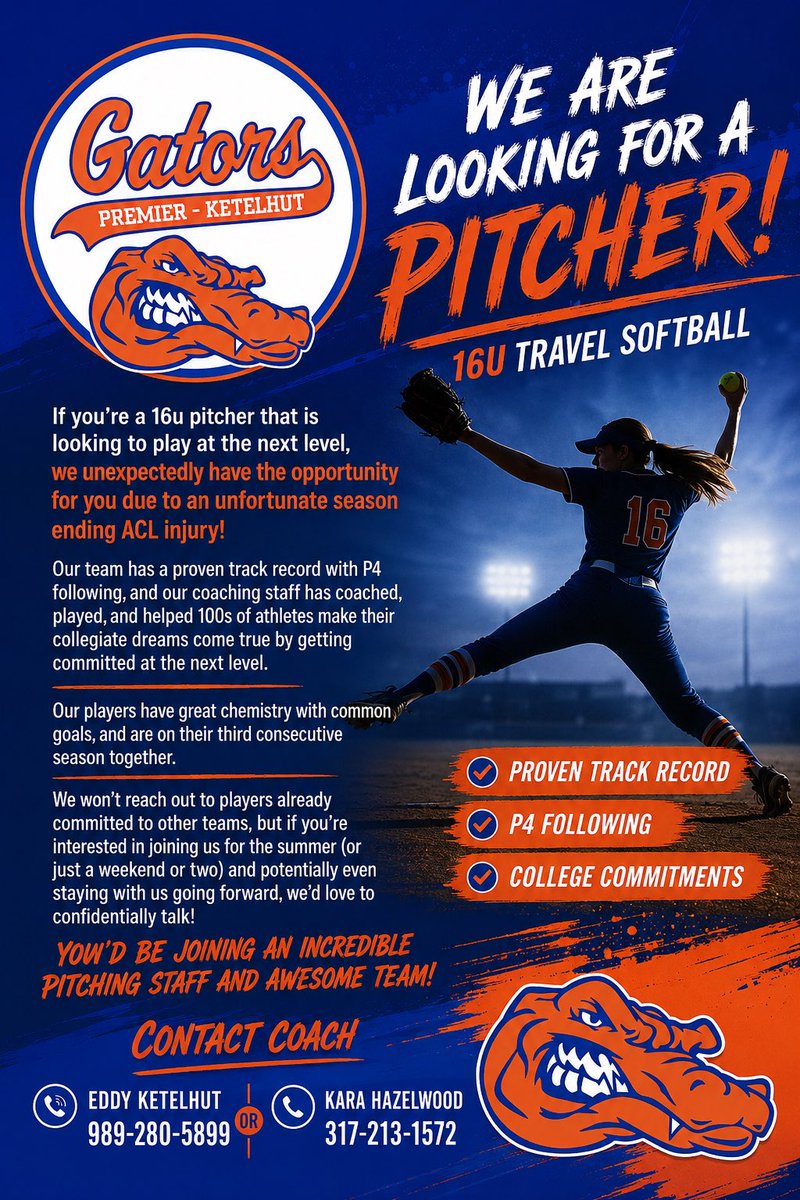 GatorsKetelhut's tweet photo. You’d be joining an incredible pitching staff and awesome team! Reach out to talk! https://t.co/jSUSqKMh2j