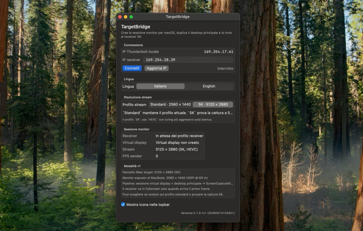 marcocaciotti's tweet photo. TargetBridge: Use your Intel iMac as a display for Apple Silicon Macs https://t.co/dW1VnQrey8 https://t.co/FCbfHDmZYV