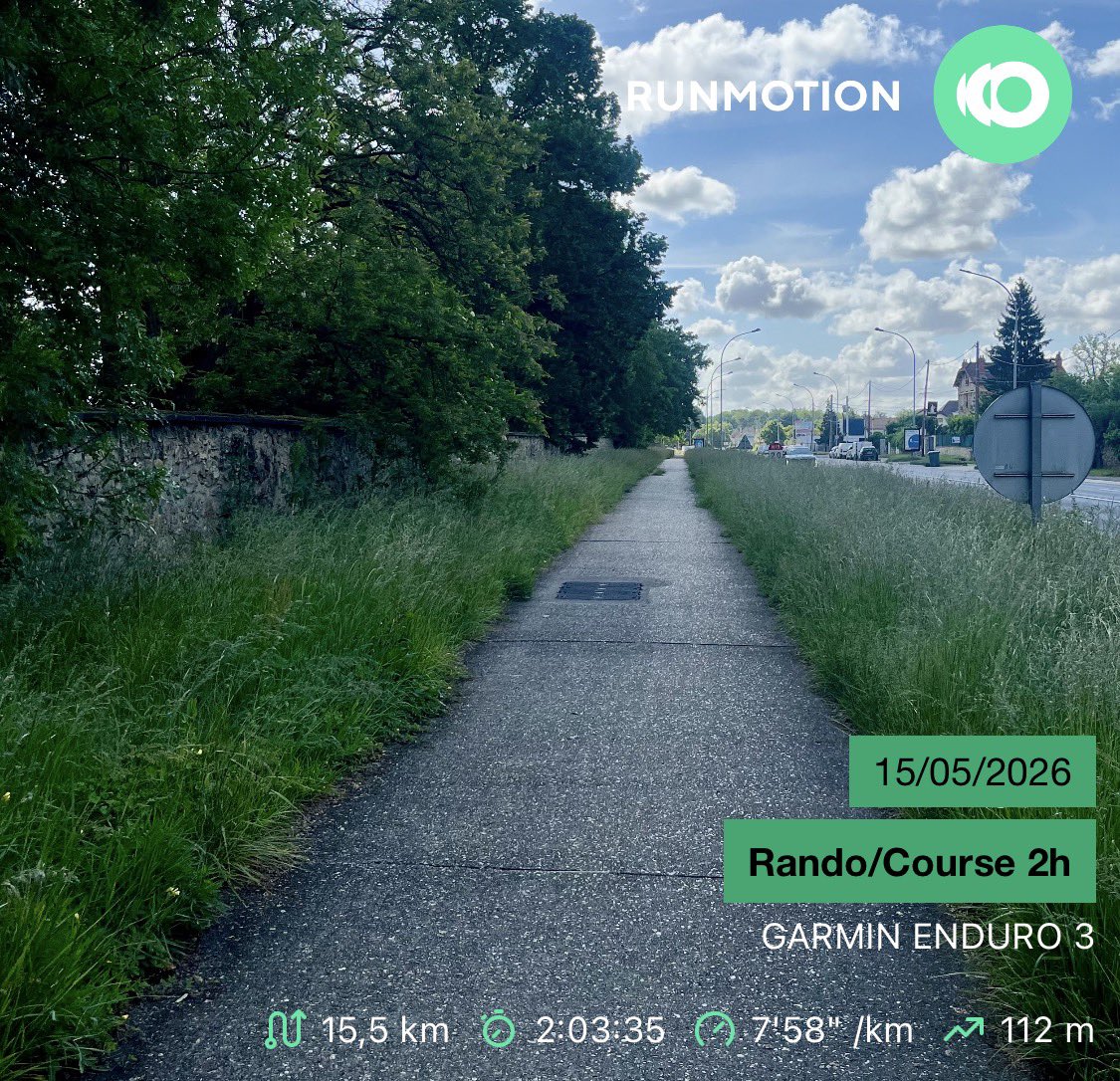 NicolasLuchez's tweet photo. Plan d’entraînement RunMotion Coach pour L'Ultra Marin (sortie numéro 64 en mode #RandoCourse) : 15,5 kilomètres en 2:03:36 (7:58 min/km). https://t.co/DZTkIqvkHq