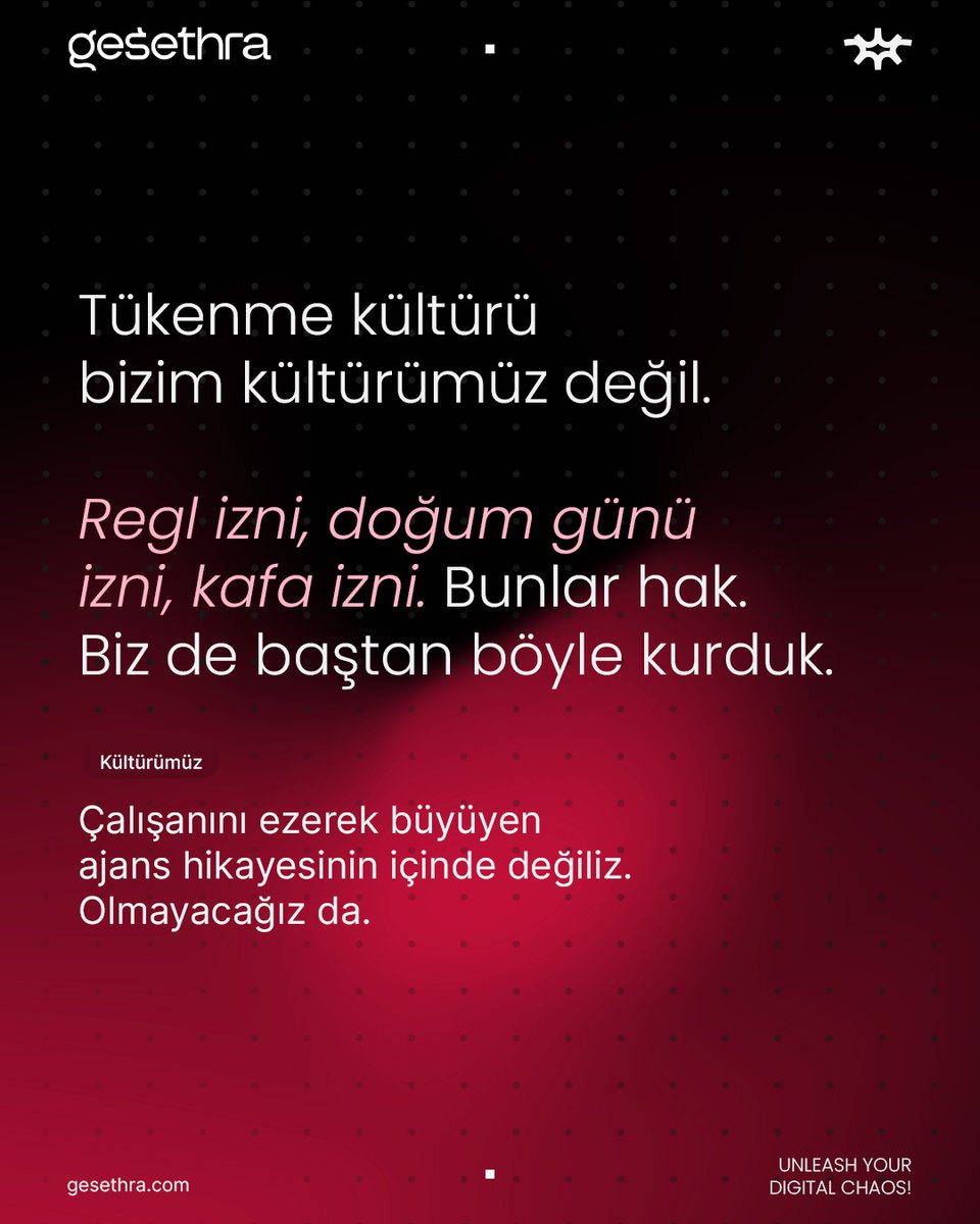 gesethra's tweet photo. Başkasına güven vermeden önce kendimize güvendik. Yeni görünüm, aynı takıntı ve bunu kanıtlayan bir manifesto.
Biz buyuz. Kaydır. 👉🏽

#Gesethra #CreativeAgency #AgencyLife #UnleashYourChaos #Manifesto