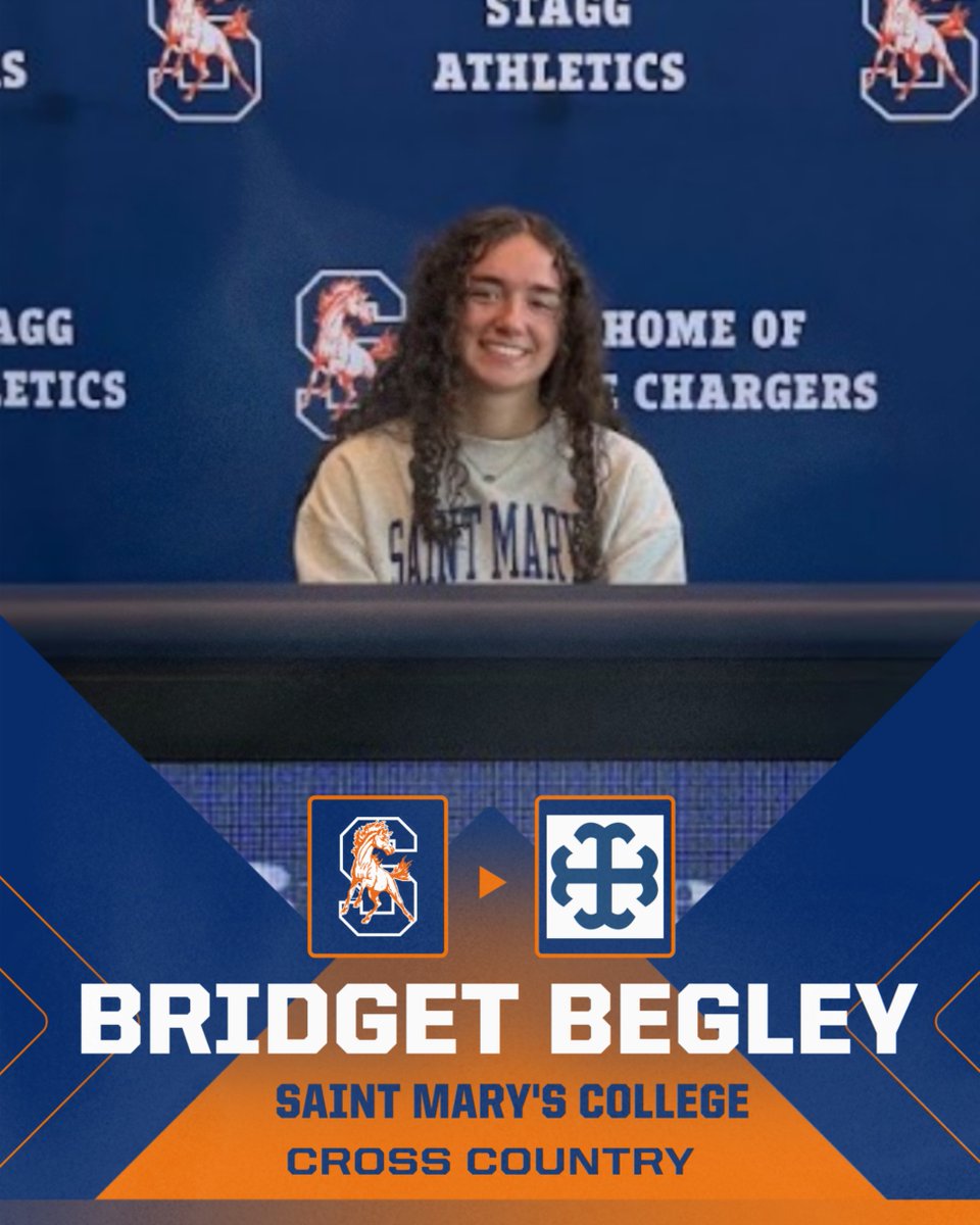 StaggAthletics's tweet photo. Congrats to Bridget who committed to run Cross Country at Saint Mary's College!  #chargerpride https://t.co/PsWYD1cKGW