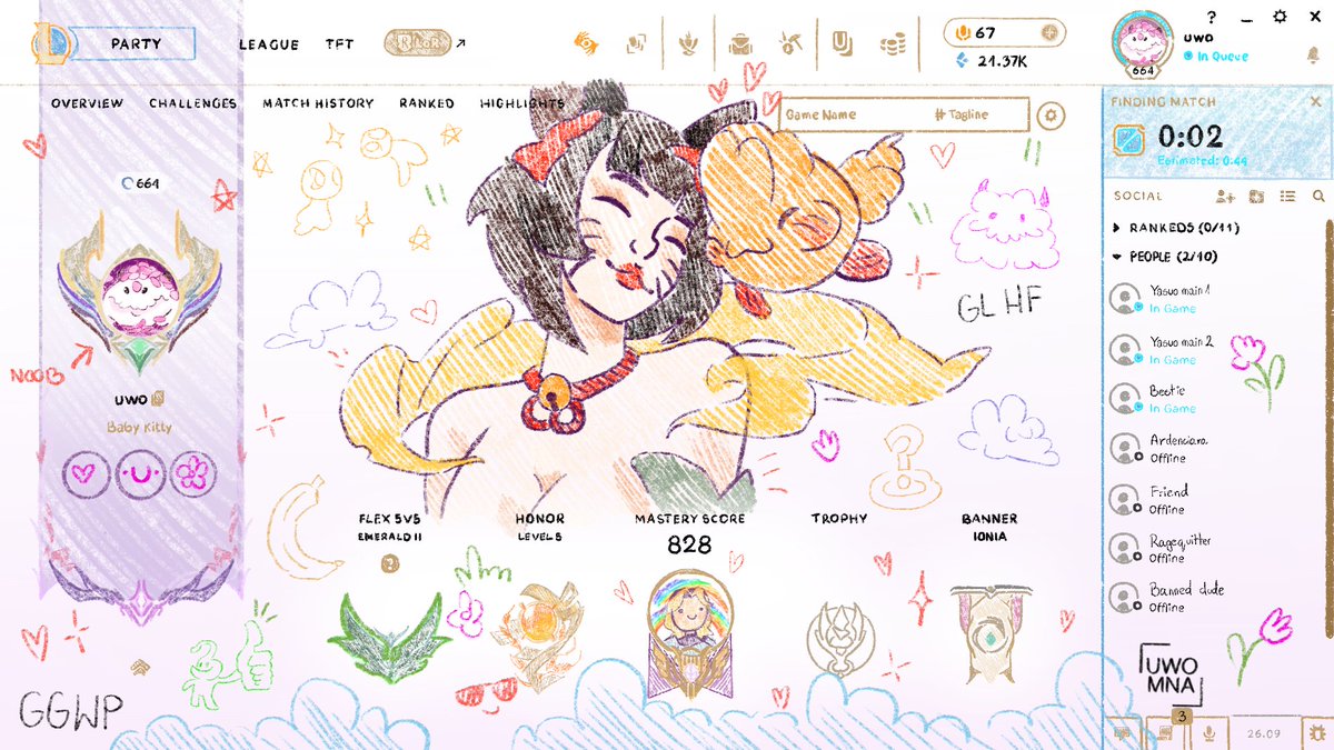 uwomna's tweet photo. I really like this idea of drawing your league profile in a "kids" style, hope you like my entry too :3 
#leagueoflegends #profile https://t.co/q7BwhE3QNx