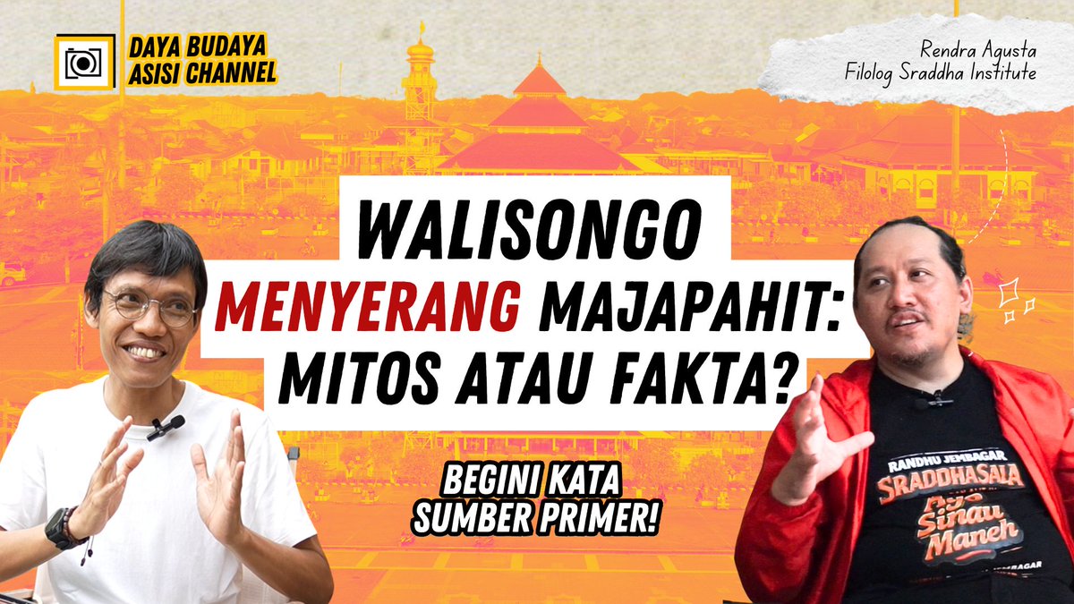 AsisiChannel's tweet photo. Di Babak 2, kita ulas sisi historis para wali di tanah Jawa, bersama Rendra Agusta @KangRendra, filolog @sraddhasala.

Gimana sih cara menentukan umur naskah secara akurat? Dan benarkah di abad 16 ada sidang para wali yg disebut paguneman?

Yuk!

~ Asisi Suhariyanto https://t.co/D0RtBW7Yj9