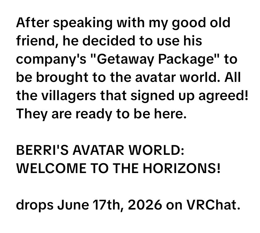 Aurusion's tweet photo. full announcement #vrchat #animalcrossing #baw #update https://t.co/mTReriHXDK
