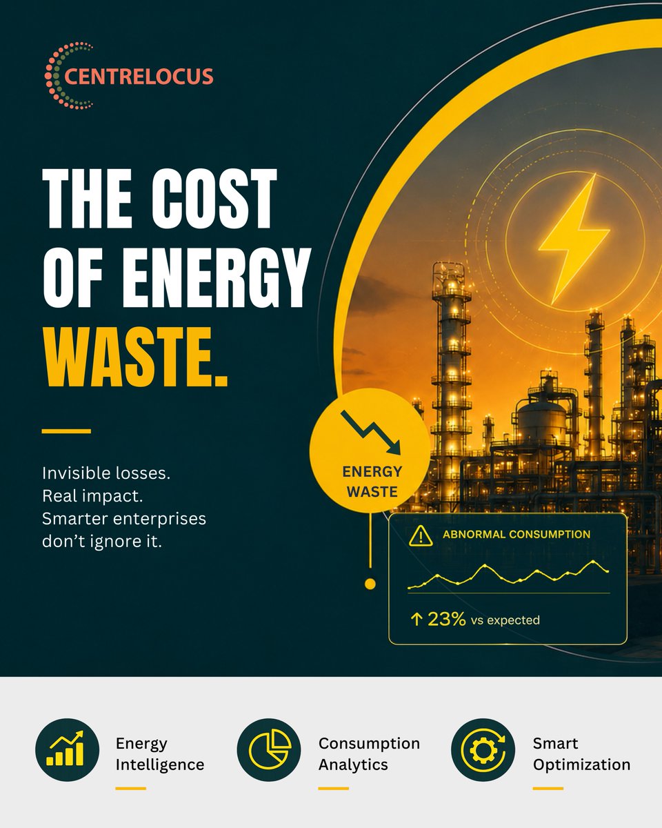 centrelocus's tweet photo. Energy waste costs more than you think.

Centrelocus helps businesses monitor consumption, reduce waste, and optimize operations with smarter energy insights.

#EnergyManagement #EnergyEfficiency #SmartOperations https://t.co/0cZ4bsxTlF