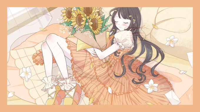 ⌇𝙬𝙤𝙧𝙠 陽葵ぜろ様のオリジナル楽曲 『あの日の向日葵』の一部イラスト担当をさせていただきました! 初のオリ曲に携わらせていただき感動…! ずっと仲良くしているお友達たちのイラストも 全部素敵なのでたくさん見て聴いてください ⁺₊˚